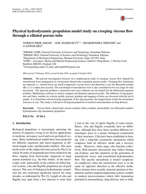 Ceme   Physical Hydrodynamic Propulsion Model Study For Creeping Viscous - Ceme