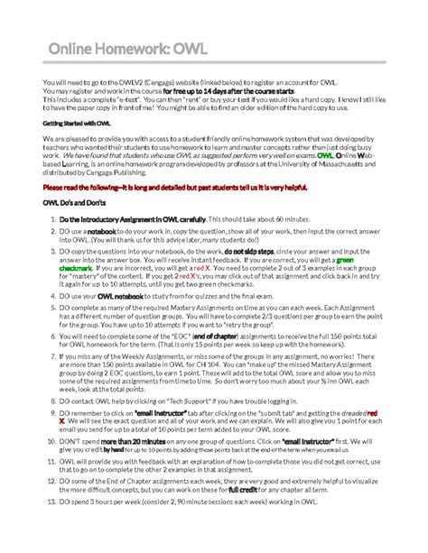 Cengage Owl Homework Cheat
