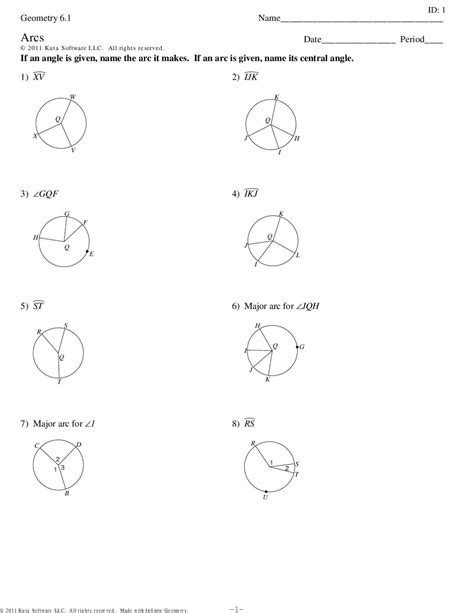Central Angles Worksheet And Answer Key