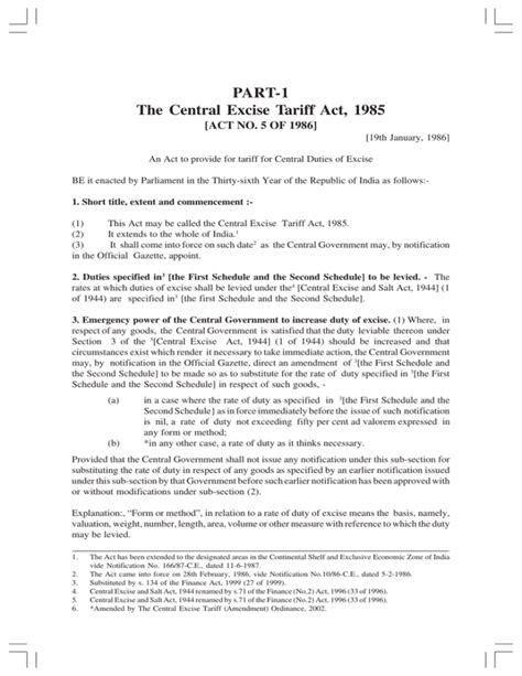 Central Excise Tariff Act