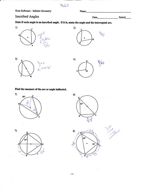 Download Central And Inscribed Angles Answers 