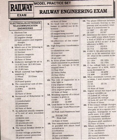 Read Online Central Railway Technician Model Exam Paper 