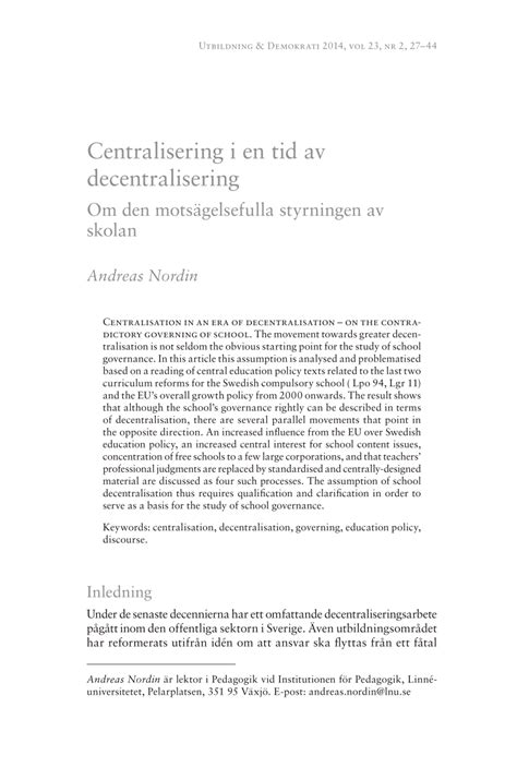 centralisering skolan