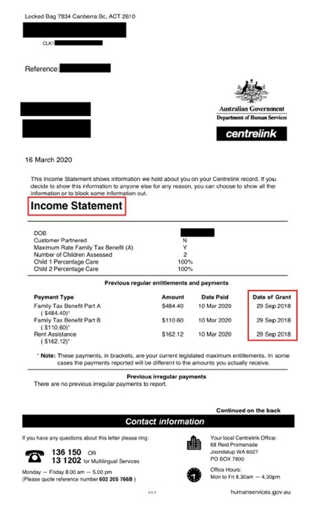 Centrelink Income Statement