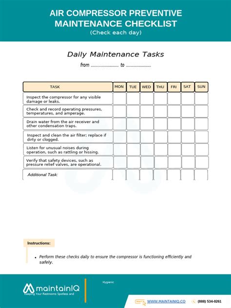 Centrifugal Compressor Preventive Maintenance Checklist
