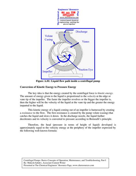 Centrifugal Pumps Basic Concepts Of Operation