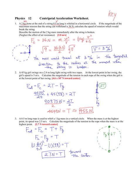 Centripetal Force Worksheet With Answers Centripetal Force Worksheet With Answers - Centripetal Force Worksheet With Answers