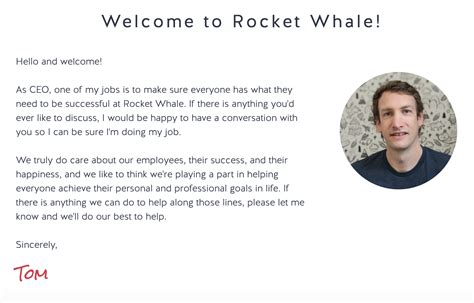ceo welcome message to new employees
