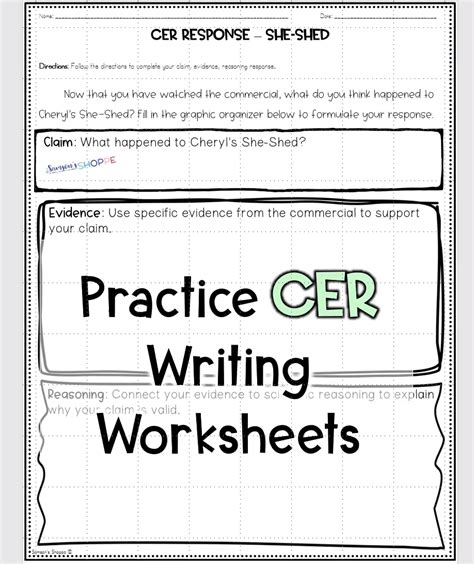 Cer Worksheet Tpt Cer Practice Worksheet - Cer Practice Worksheet