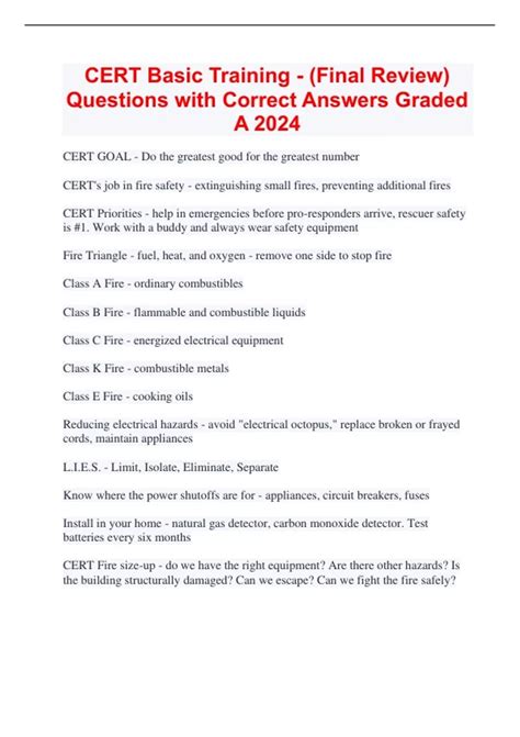 Cert Basic Training Final Exam Answers