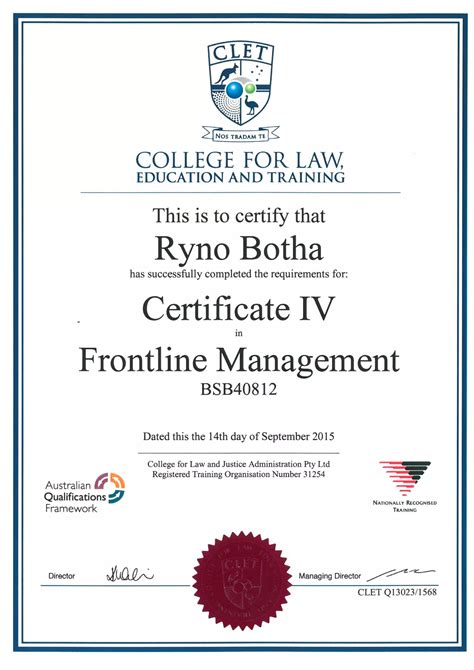 cert iv in frontline management cheat sheet