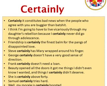 certainly in english