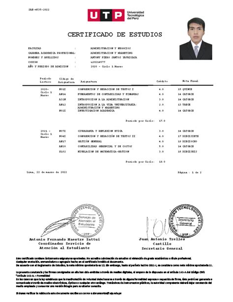 Certificado De Estudios