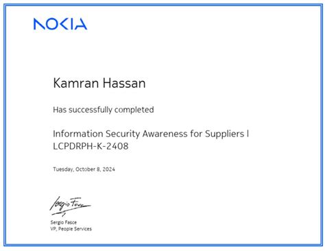 Certificate For Nokia 301