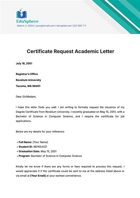 Certificate Requesting Letter