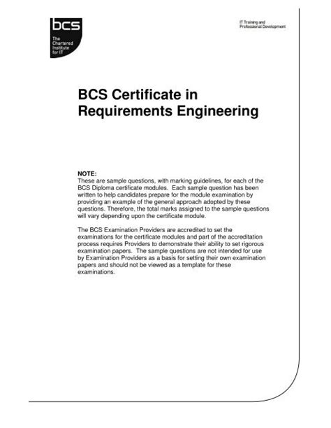 Read Online Certificate In Requirements Engineering Sample Paper 