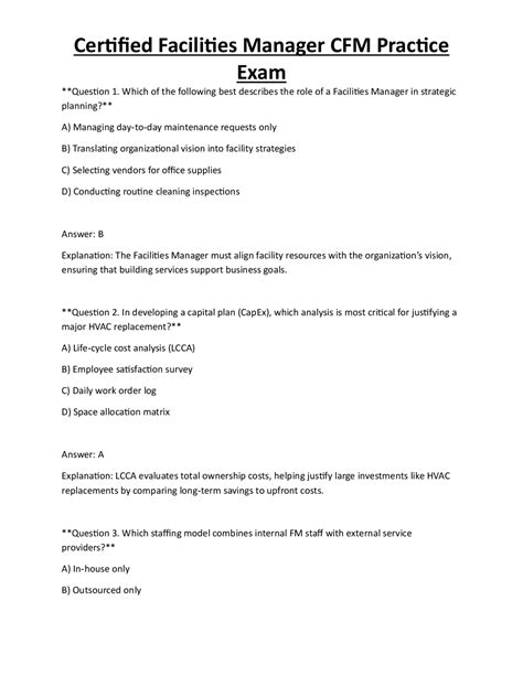 Certified Facilities Manager Exam Study Guide Pdf Download