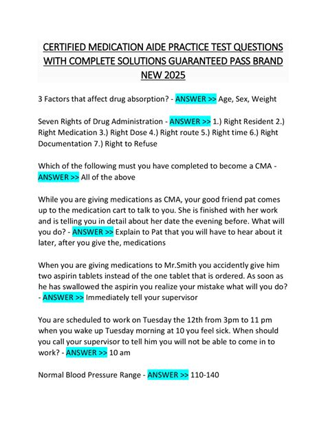 Certified Medication Aide Practice Test For Oklahoma