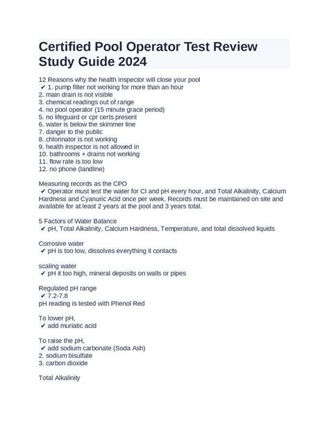 certified pool operator study guide