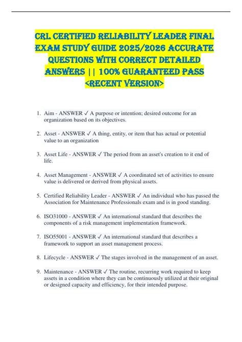 certified reliability exam