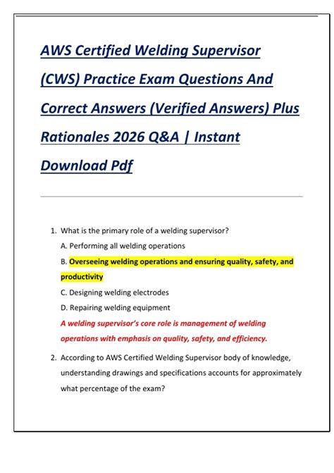 Certified Welding Supervisor Exam Package American