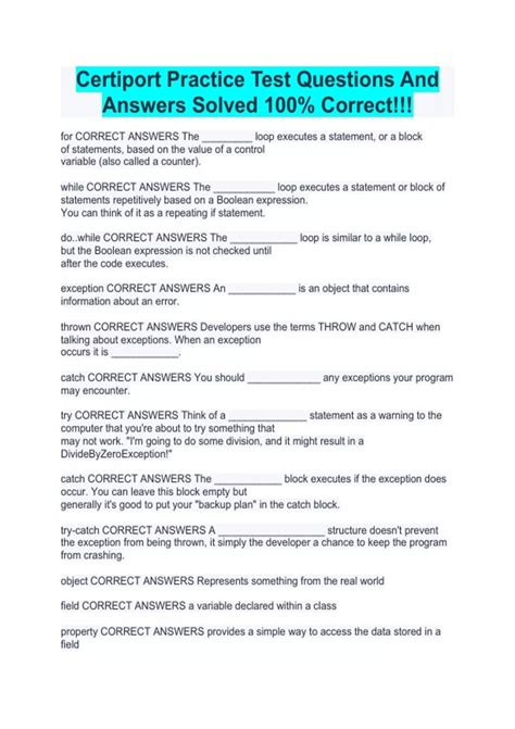 certiport answer key