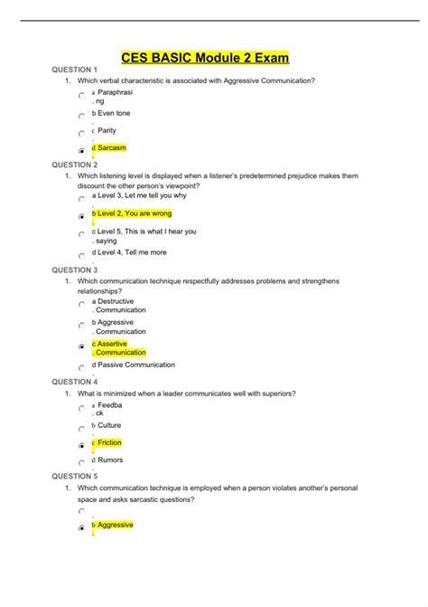 Ces Basic Course Test Answers