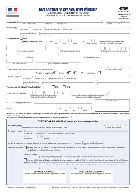 Cession Véhicule Pdf