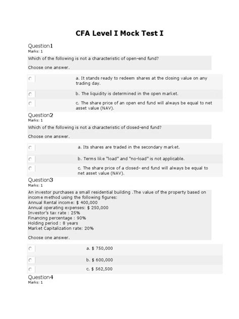 cfa level 1 mock test