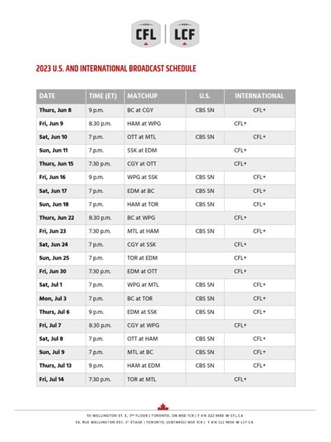 Cfl Schedule 2023