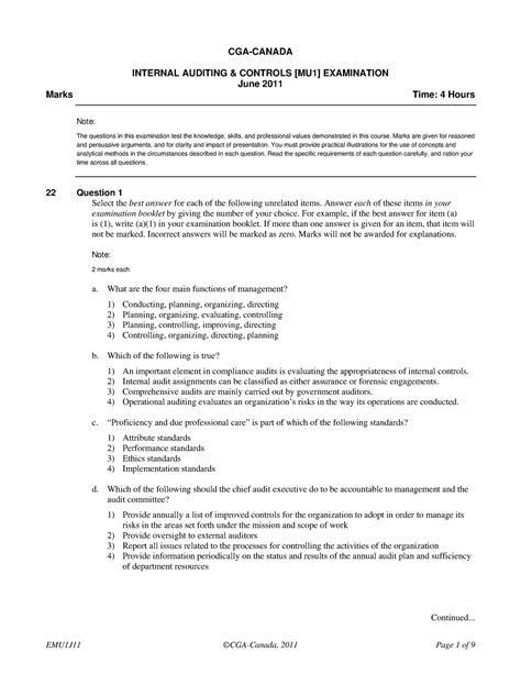 cga pa2 past exam sample