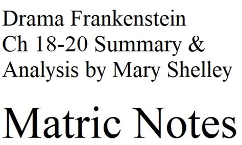 Ch 18 Frankenstein Summary