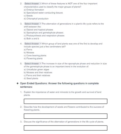 Ch 22 Plants Answer Key