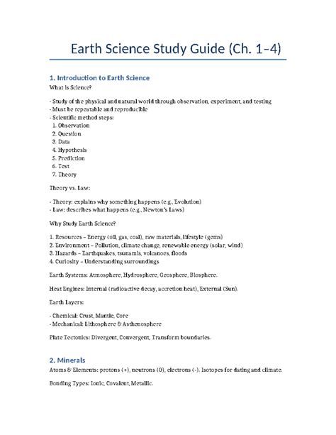 Ch 29 Earth Science Study Guide Answers