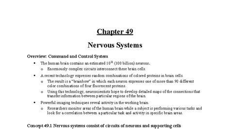 Ch 49 Nervous Systems Study Guide Answers