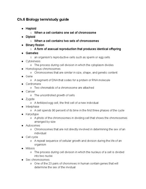 Ch 6 Biology Study Guide Answers