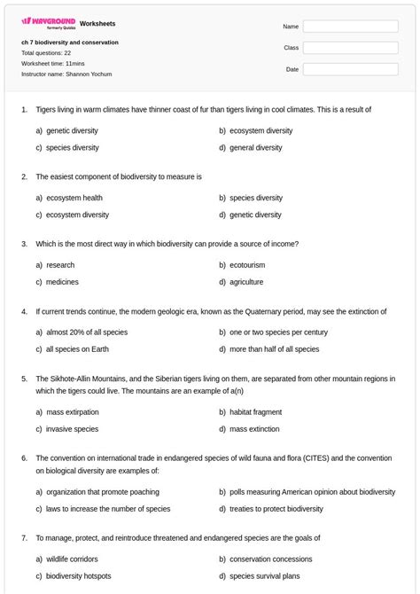 ch 7 biodiversity and conservation
