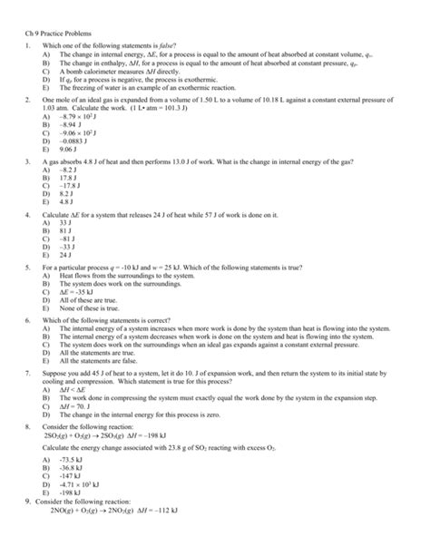 ch 9 practice problems chemistry answers