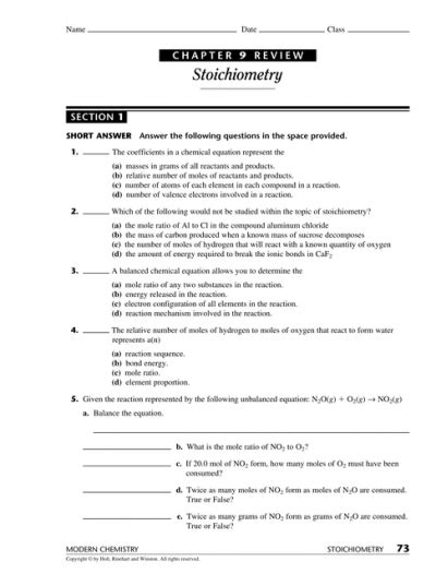 ch 9 review stoichiometry section 2