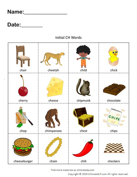 Ch Words For Kids Words That Start With Ch Words For Kindergarten - Ch Words For Kindergarten