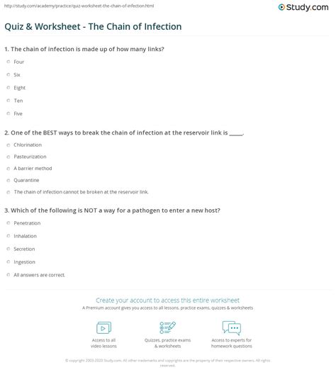 Chain Of Infection Worksheet Answer Key