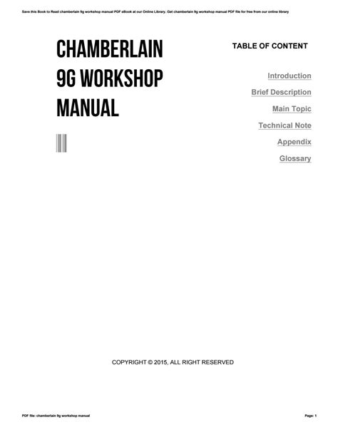 Read Chamberlain 9G Workshop Manual Pdf 