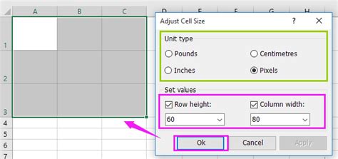 Change Cell Size In Pixels Or Inches In Cell Size Worksheet - Cell Size Worksheet
