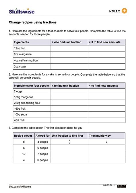Change Recipes Using Fractions Cooking Math Worksheets Mdash Kitchen Math Worksheets Answers - Kitchen Math Worksheets Answers