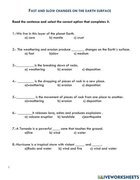 Changes To Earths Surface Test Unit 8