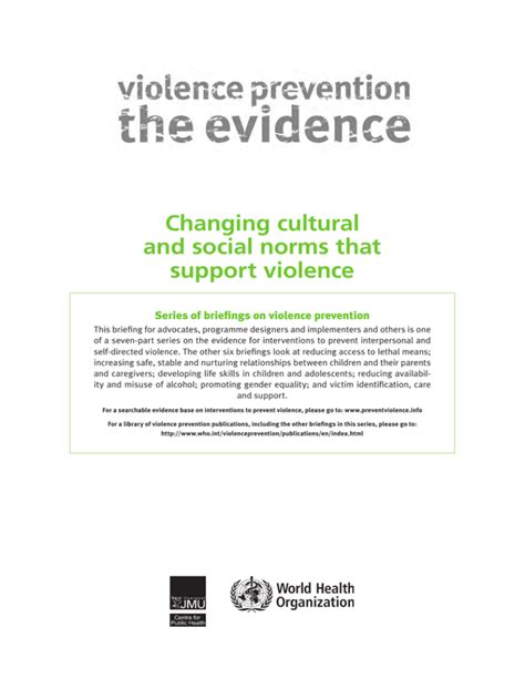 Read Online Changing Cultural And Social Norms That Support Violence 