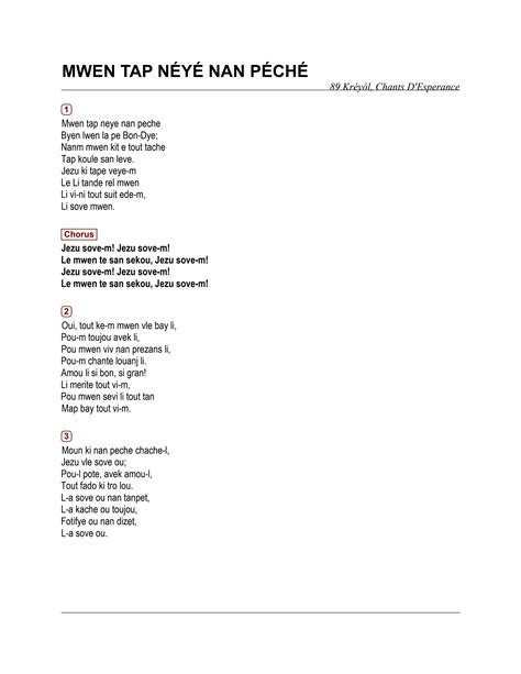 chant d esperance creole pdf