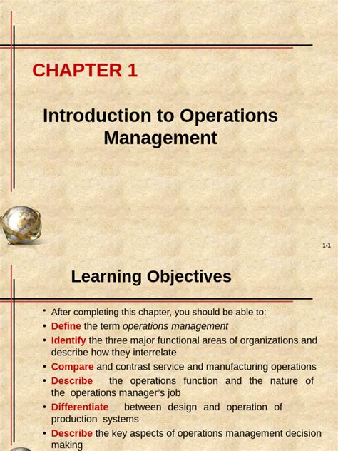 Chapter 01 Introduction To Operations Management