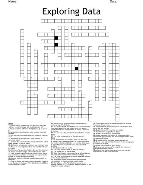 Chapter 1 Exploring Data Crossword Answers