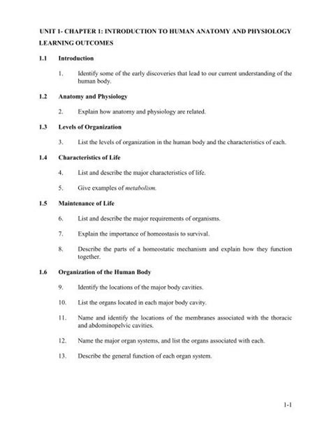 Chapter 1 Introduction To Human Anatomy Physiology
